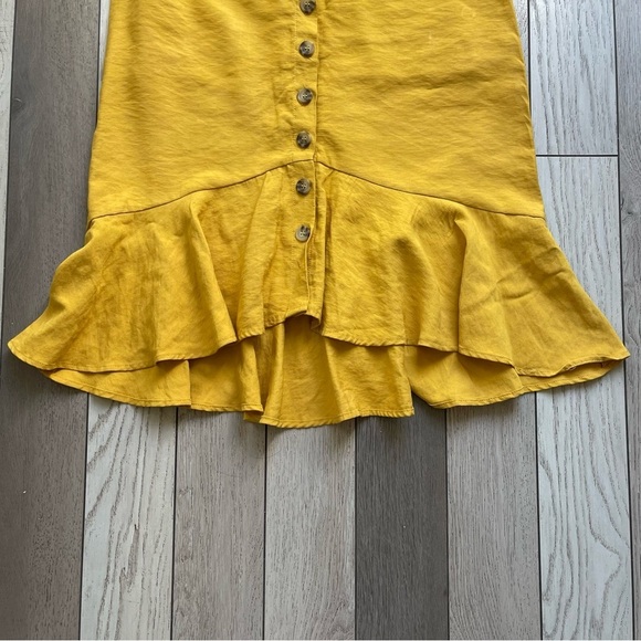 Yellow Button-Down Ruffle Hem Dress - Picture 5 of 8